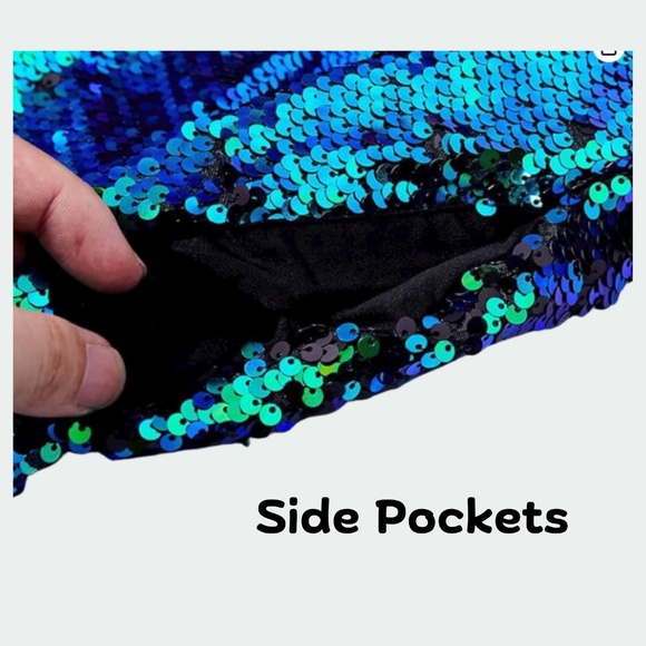 Sequin Hoodie Zip-Up Jacket Sparkly Mermaid to Black Women's Medium BNWT - Picture 4 of 5